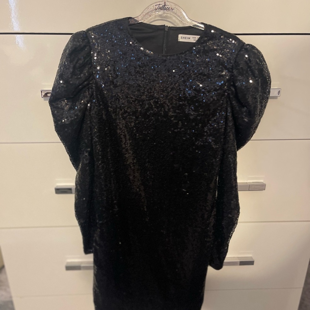 SHEIN Black Sequin Party Dress